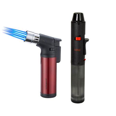 Pen Torch Black Turbo + Silver Match Quattro Torch