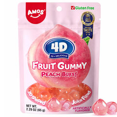 Amos 4D Fruit Gummy Peach 65 Gram 