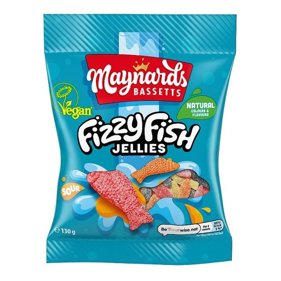 Maynards Bassetts Fizzy Fish 130 Gram