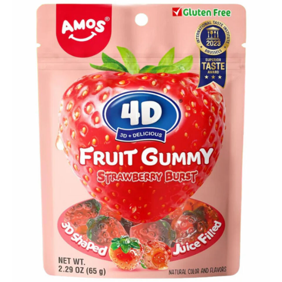 Amos 4D Fruit Gummy Strawberry 65 Gram