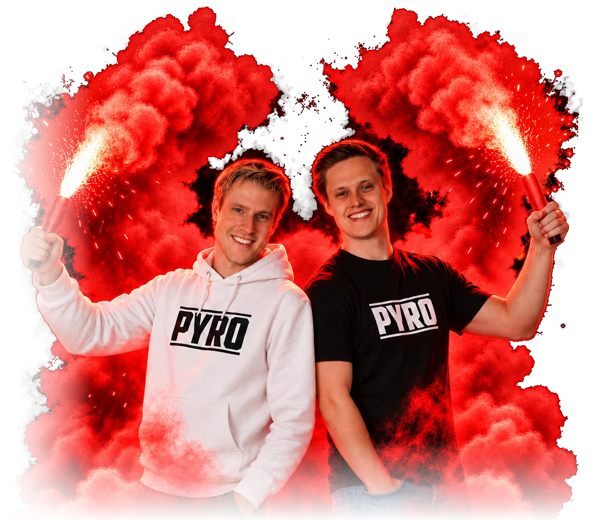 Sven en Koen met fakkels